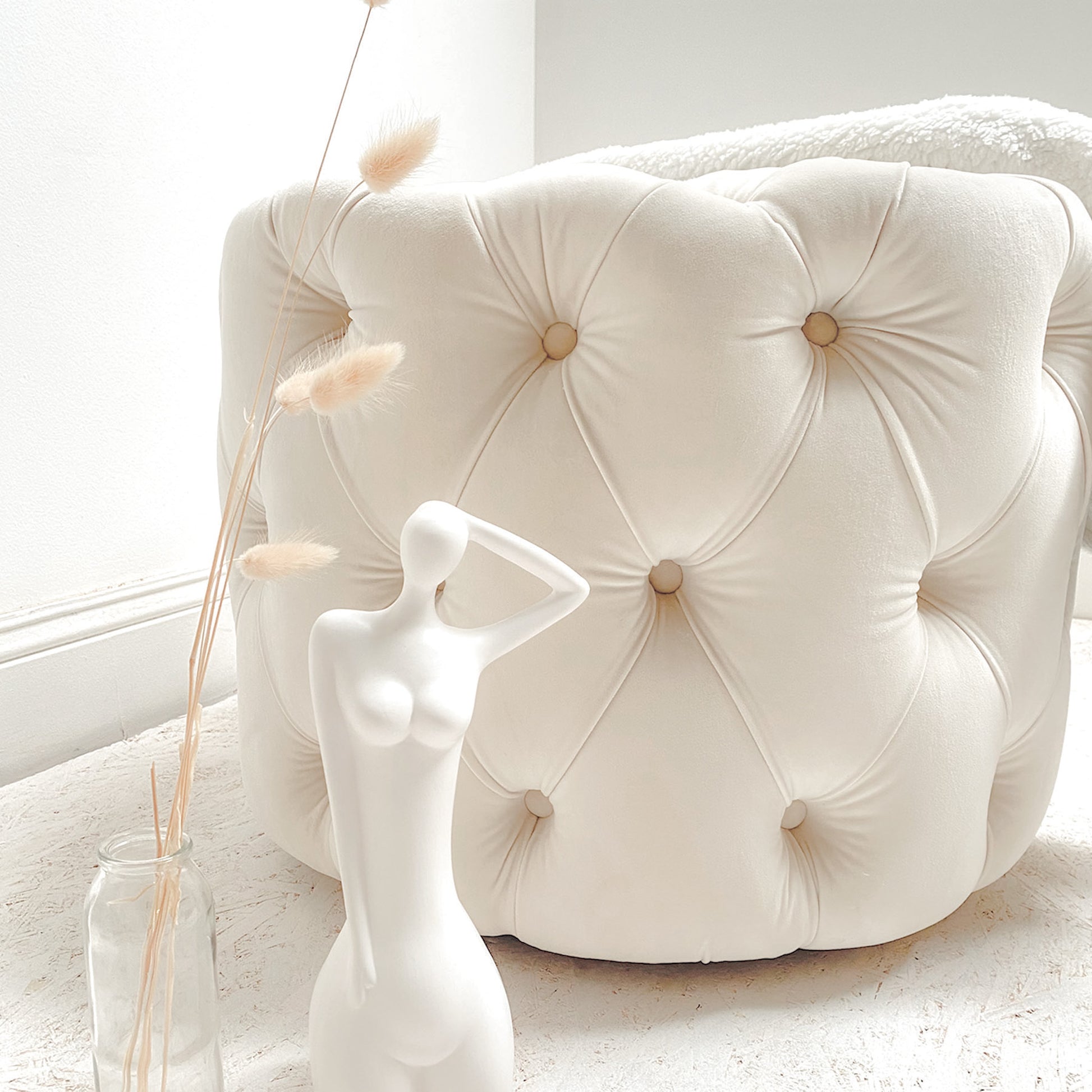Sawyer Ottoman - Velvet Fabric - Elula Furniture